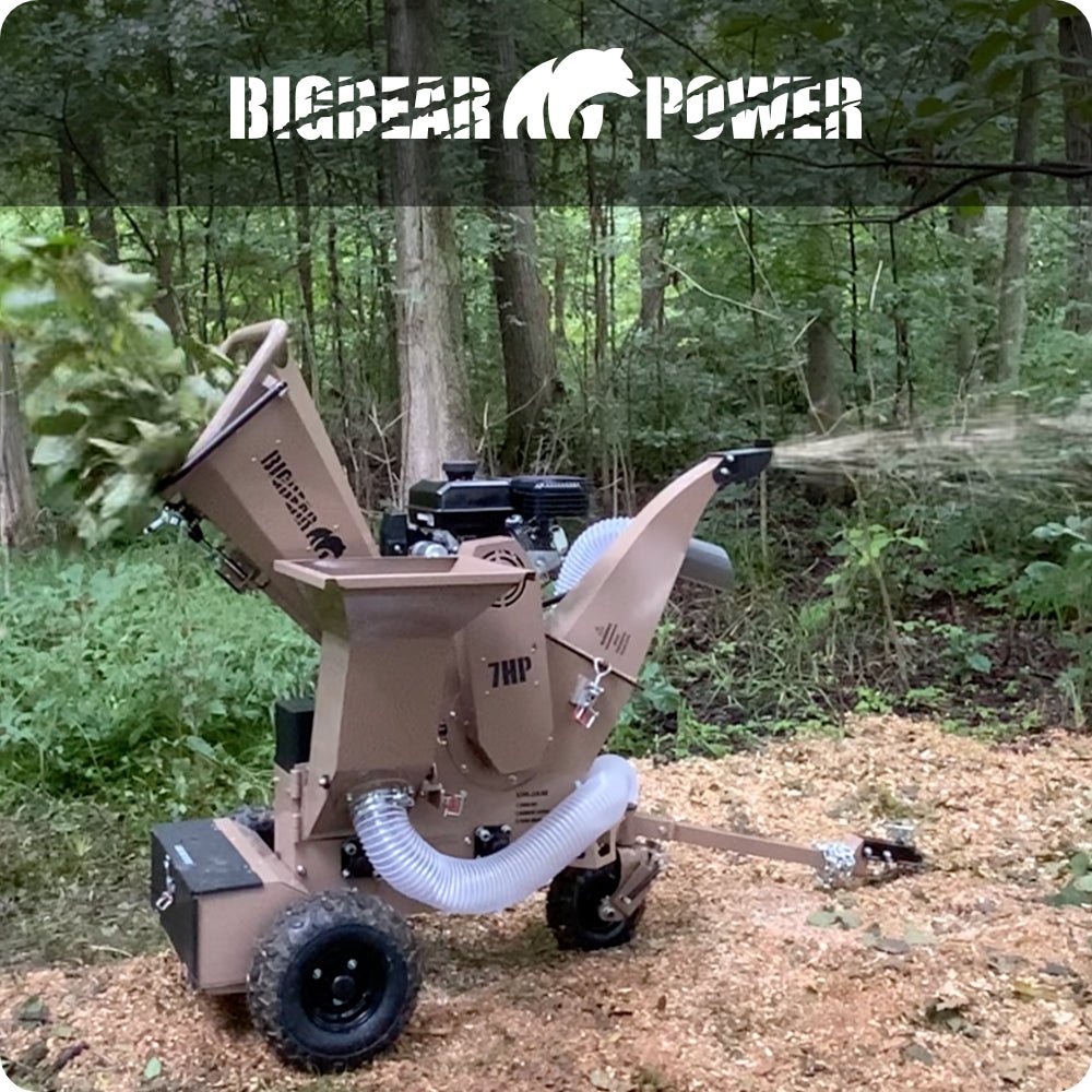 BigBear Power BBC31E Tornadic Wood Chipper 3" 7 HP Shredder with Vacuum Gas Powered Commercial Electric Start New