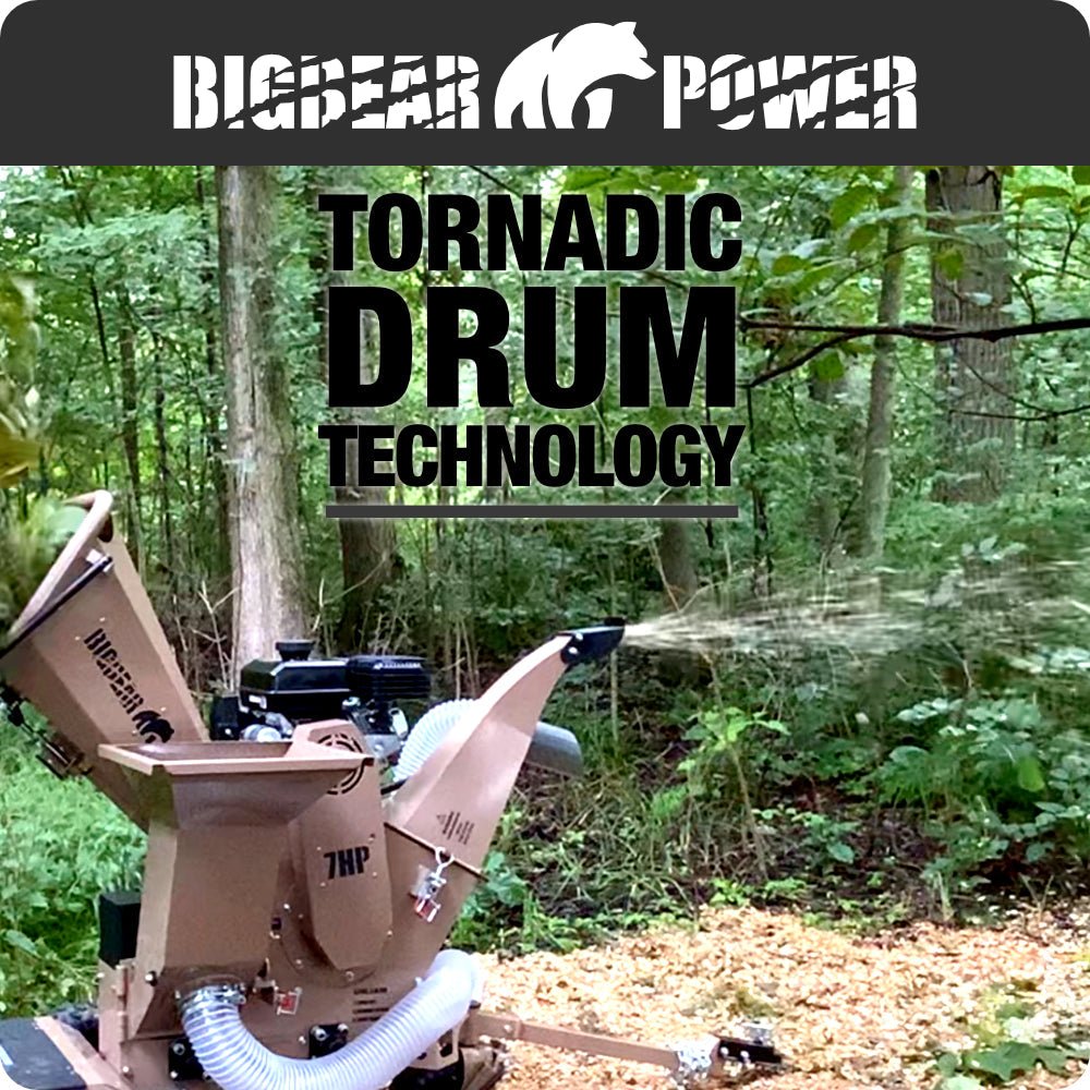BigBear Power BBC31E Tornadic Wood Chipper 3" 7 HP Shredder with Vacuum Gas Powered Commercial Electric Start New