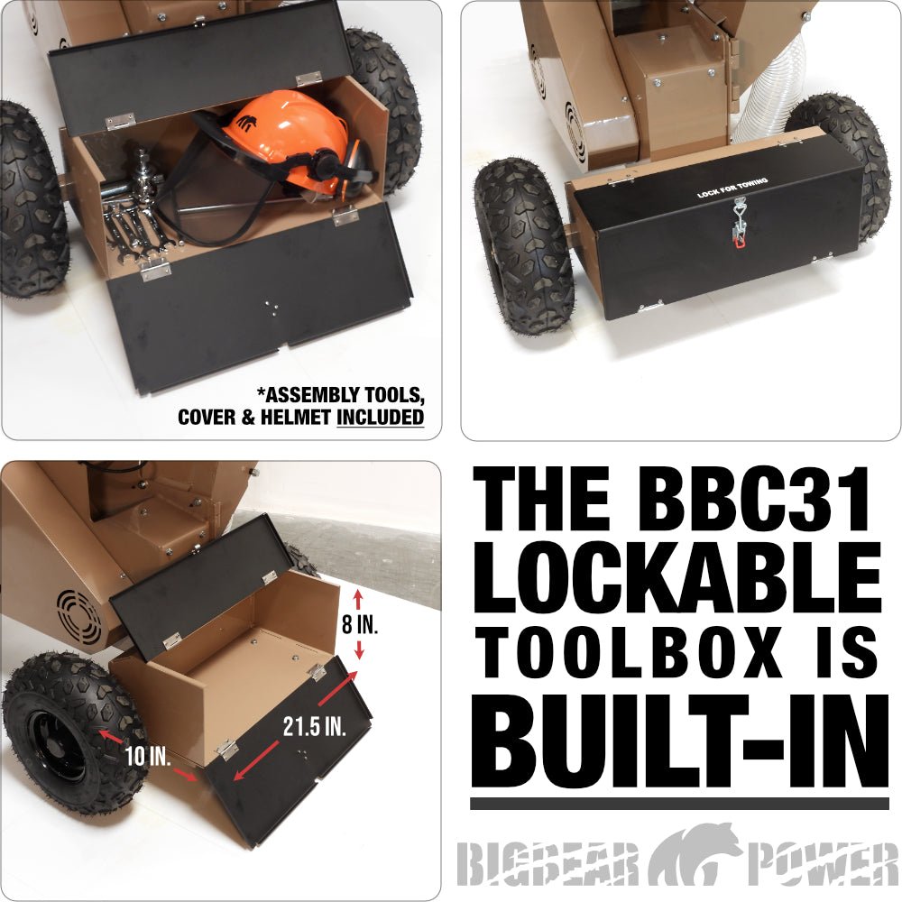 BigBear Power BBC31E Tornadic Wood Chipper 3" 7 HP Shredder with Vacuum Gas Powered Commercial Electric Start New