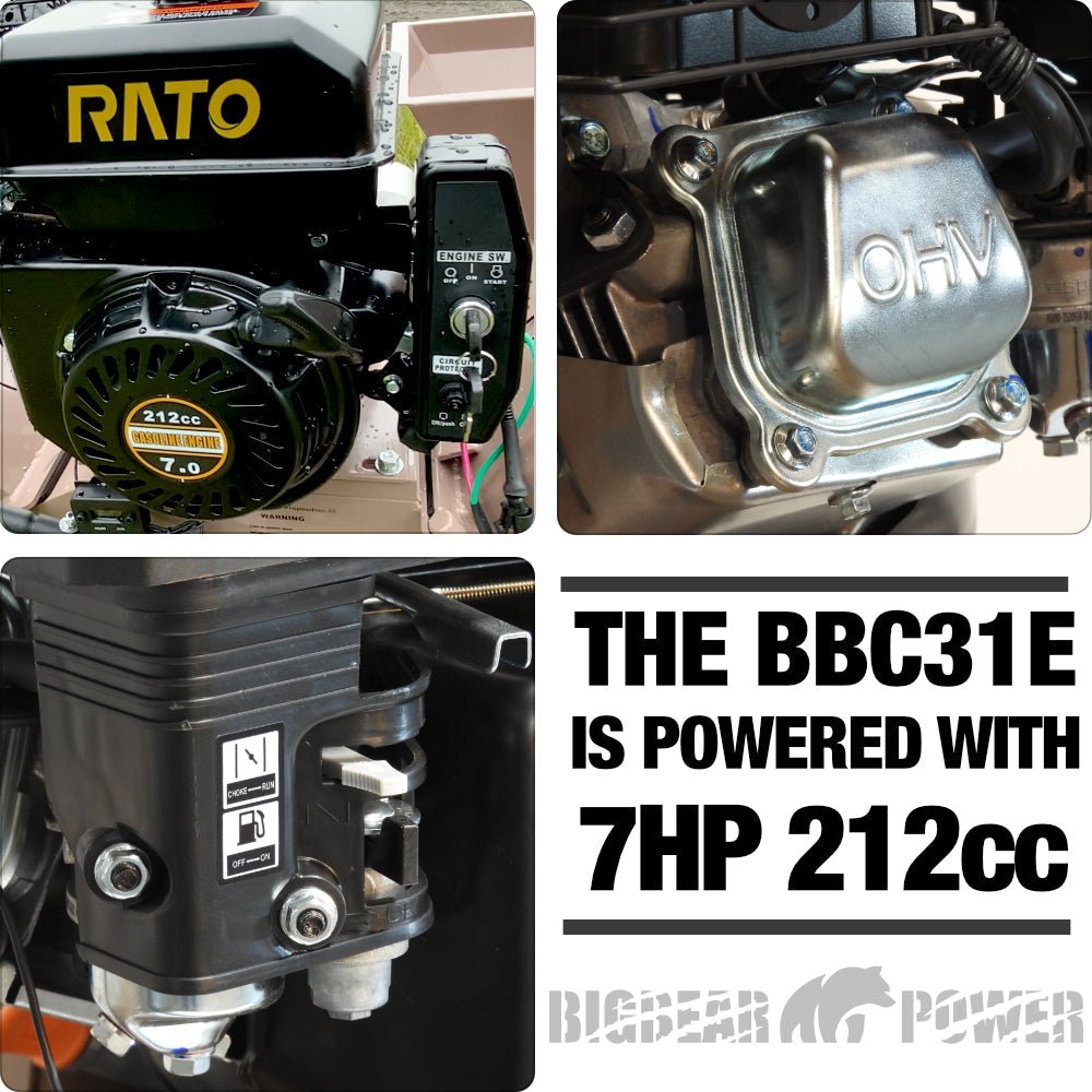 BigBear Power BBC31E Tornadic Wood Chipper 3" 7 HP Shredder with Vacuum Gas Powered Commercial Electric Start New