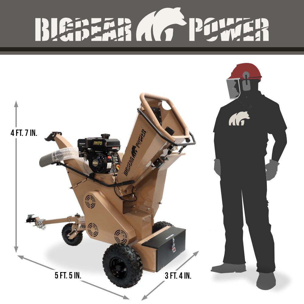 BigBear Power BBC31E Tornadic Wood Chipper 3" 7 HP Shredder with Vacuum Gas Powered Commercial Electric Start New