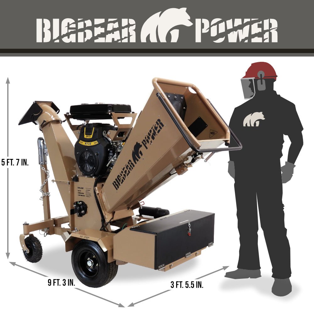 BigBear Power BBC62 Tornadic Wood Chipper 6" 20 HP V-Twin Engine Gas Powered Commercial Self Feeding Electric Start New