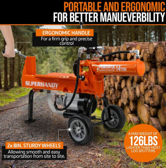 Super Handy GUO084 14 Ton 120V Portable Electric Log Splitter New