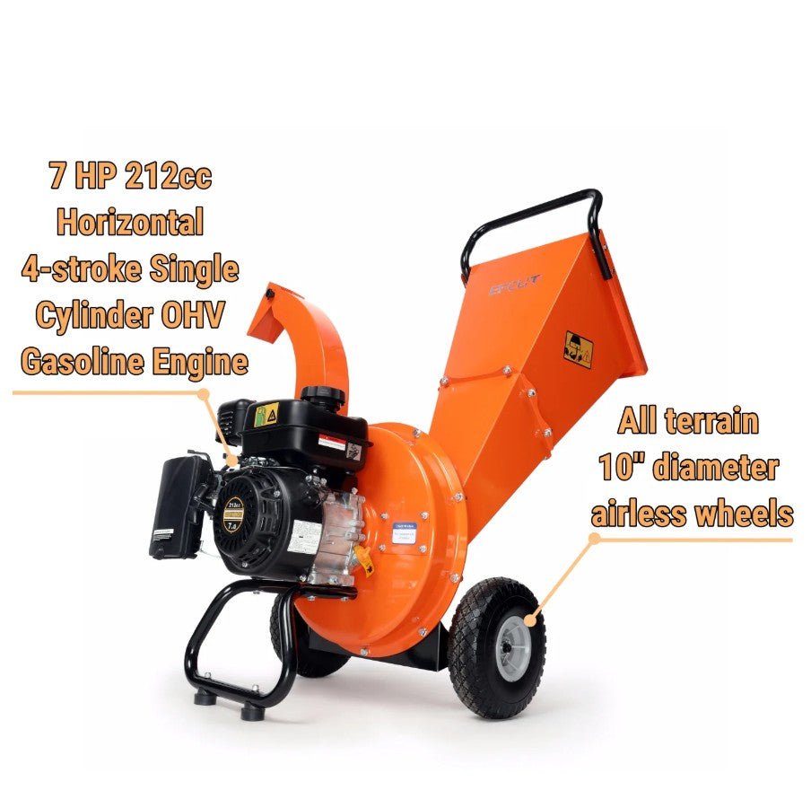 EFCUT C30 Wood Chipper 3" Horizontal 7 HP 212cc 4-stroke Gas-Powered 20:1 Reduction Ratio New