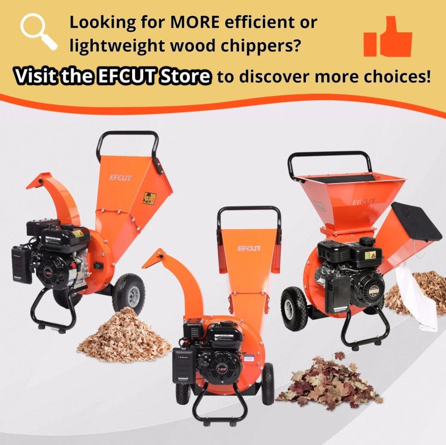 EFCUT R30 Wood Chipper 3" Shredder Mulcher 7HP 212cc Horizontal 4-stroke Gas-Powered Compact New